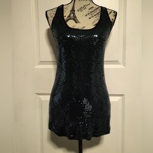 Charlotte Russe Elegant Black & Green Sequins Top
